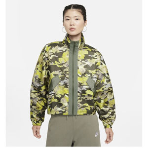 Nike Sportswear Womens SZ M Woven Floral‎ Camo Full Zip Jacket Green CZ8184-325